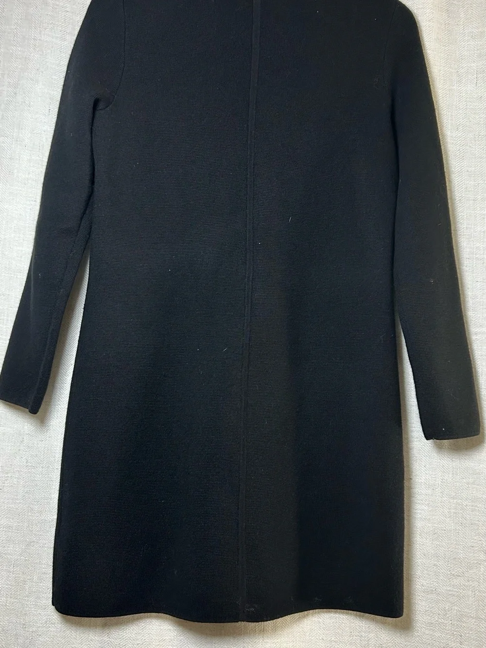 Talbots Petites Black 100% Pure Merino Wool Full-Zip Cardigan Sweater Coat SP - Picture 3 of 5